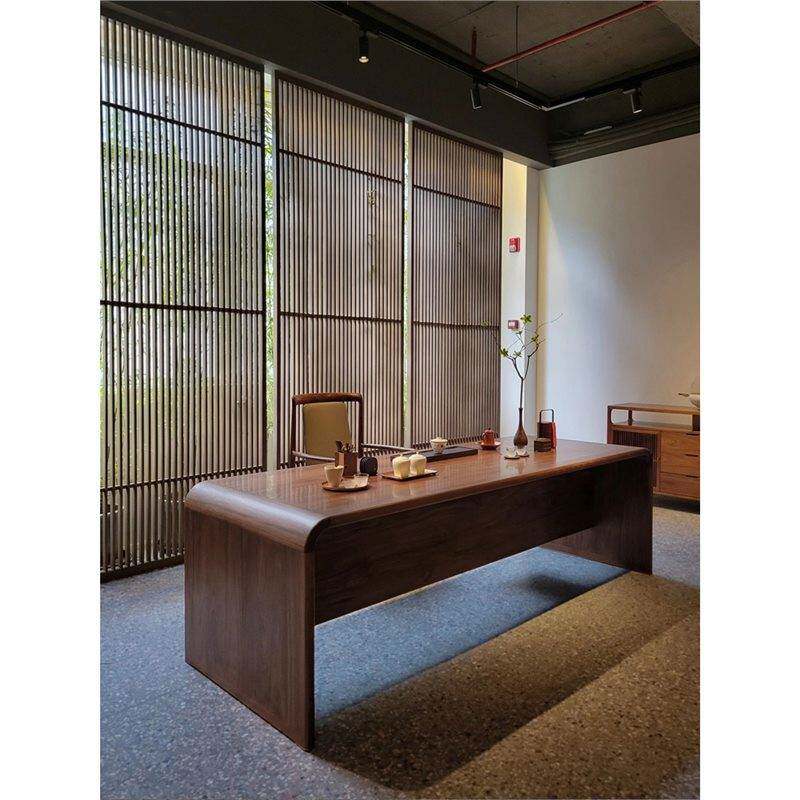 柳作新中式全实木书桌老板桌椅组合办公大班台室办公桌书房写字桌