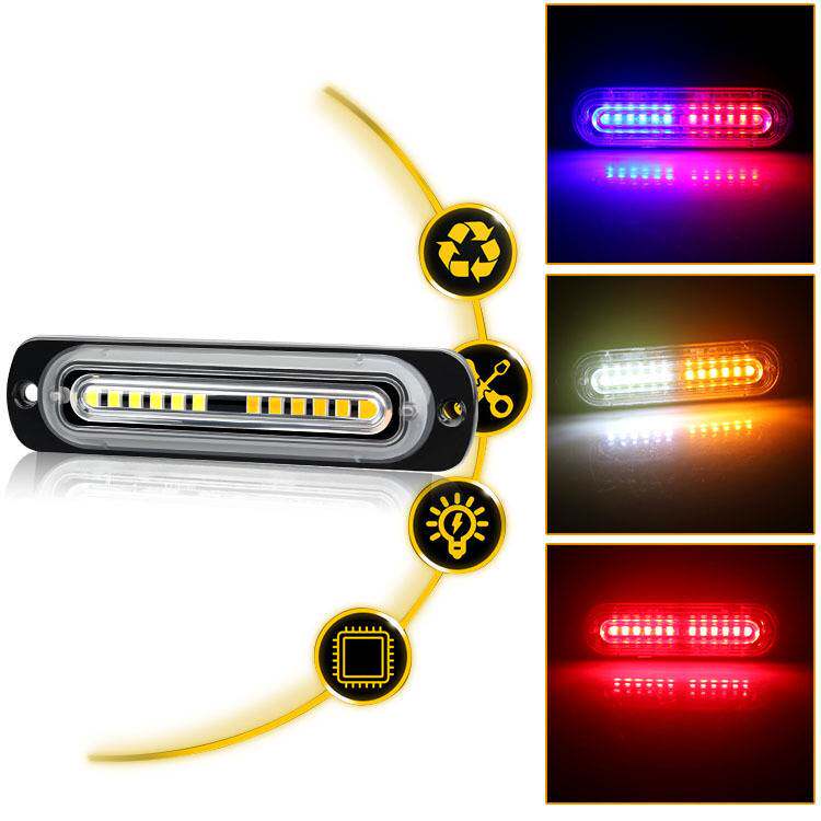 一拖八汽车中网爆闪警示灯频闪侧边灯8*12led高亮格栅灯12-24v