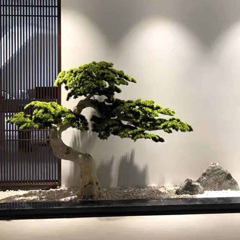 仿真迎客松树新中式造景松树室内外假树酒店橱窗商场装饰摆件绿植