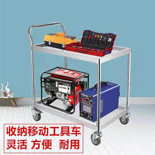 验室304双层静音工实车推多层防857具静电手车仪器周转搬运小推车