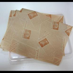 黄色烘焙纸防油托盘垫纸餐盘垫纸黄英文餐汉面包房用纸托纸堡纸10