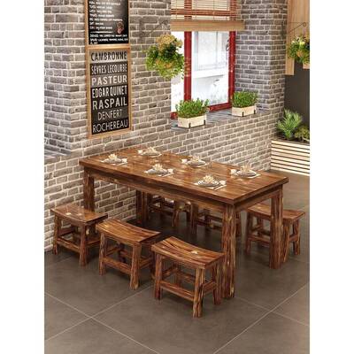 实化木饭餐桌椅店桌椅面馆烧烤小吃店餐组桌食堂餐BGL馆碳合加厚