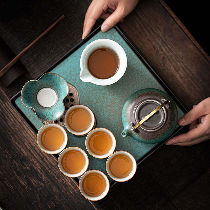 中式家用茶盘陶瓷简约中式小茶台复古茶托盘茶海密胺储水式干泡盘
