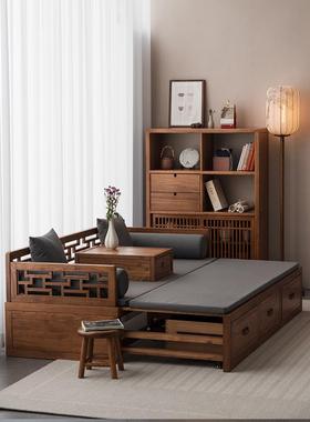 ft罗汉床新中LC106实木老木推拉榻床榆小户型沙发客式厅家具组合