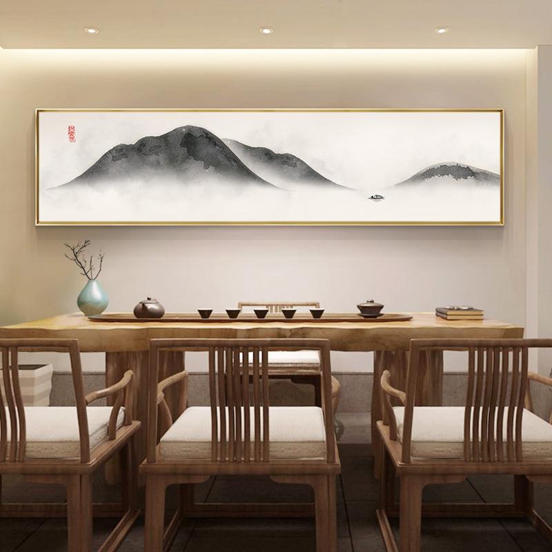 画新中山式山靠大气茶室横幅书房1p-455挂水墨水卧室壁画床头客厅