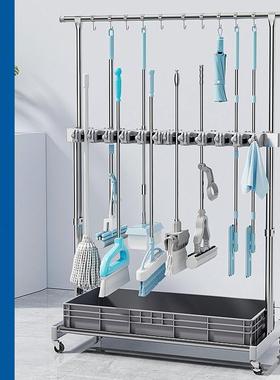 全不锈移XGA钢落地式动拖把架挂拖把把双低杆清洁高工扫具置物架