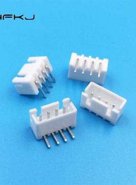 H接器2.54m连4p直针弯针针座XH-4AW9m0KEH°X弯针座C3白色卧式座