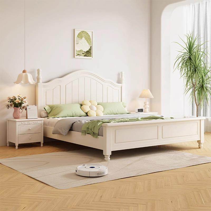 式全实木床双人CDD床1.2现1代简约卧室婚床.美8m白米色公主单床大