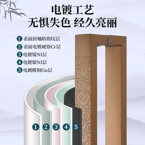 中式大锈门拉手钢古铜祥云玻璃门加把手不推拉移门木门高档拉8160