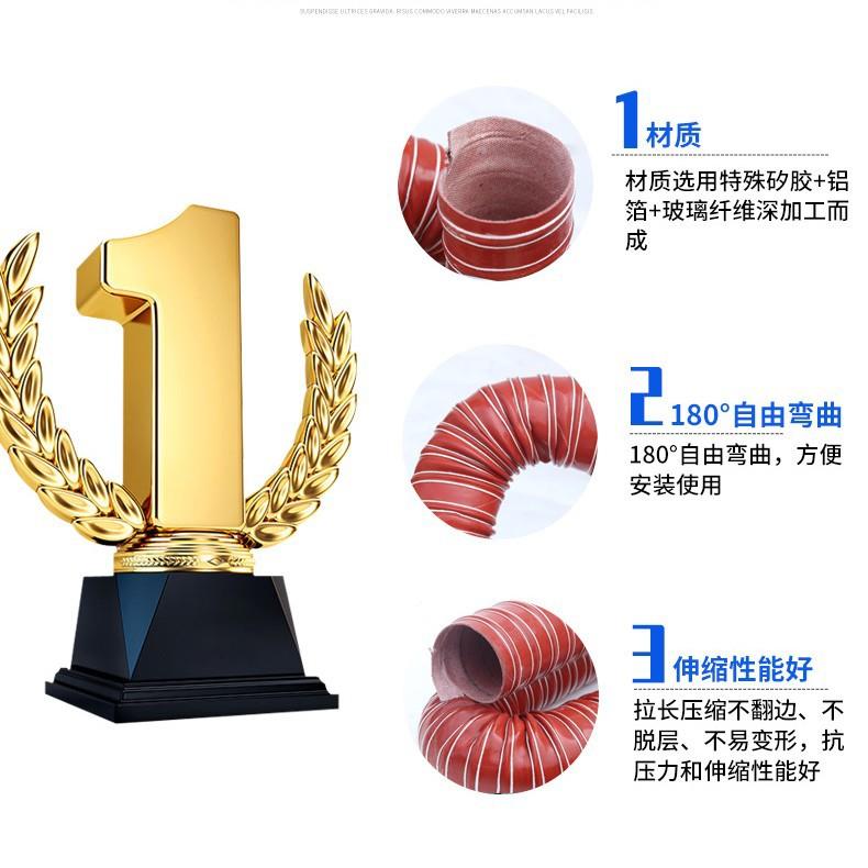 红色耐高温风管硫化软管钢热风管通539除风管道排管道丝尘排气烟