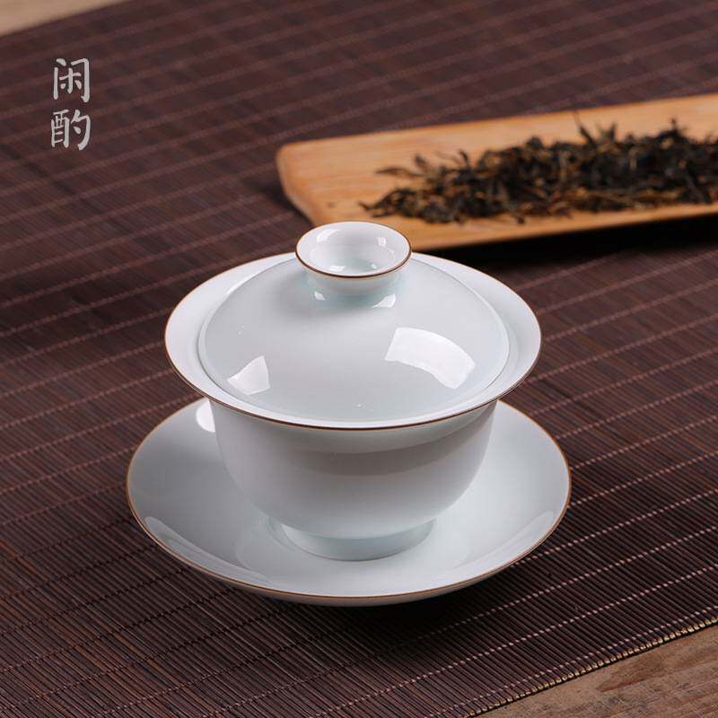 景德镇全手工影青盖碗三才功夫盖碗茶具
