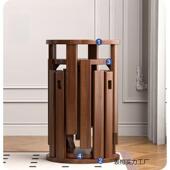 ?橡胶木实692木多功叠乐圆可凳叠放新中式 客厅卧叠室餐凳组能合免