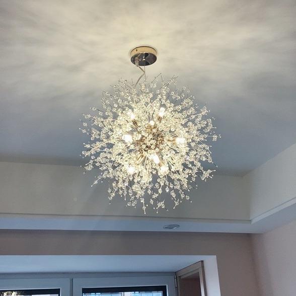 萤954火虫水晶灯灯厅简约代蒲公英餐桌轻现奢饭灯具灯饰网红餐厅