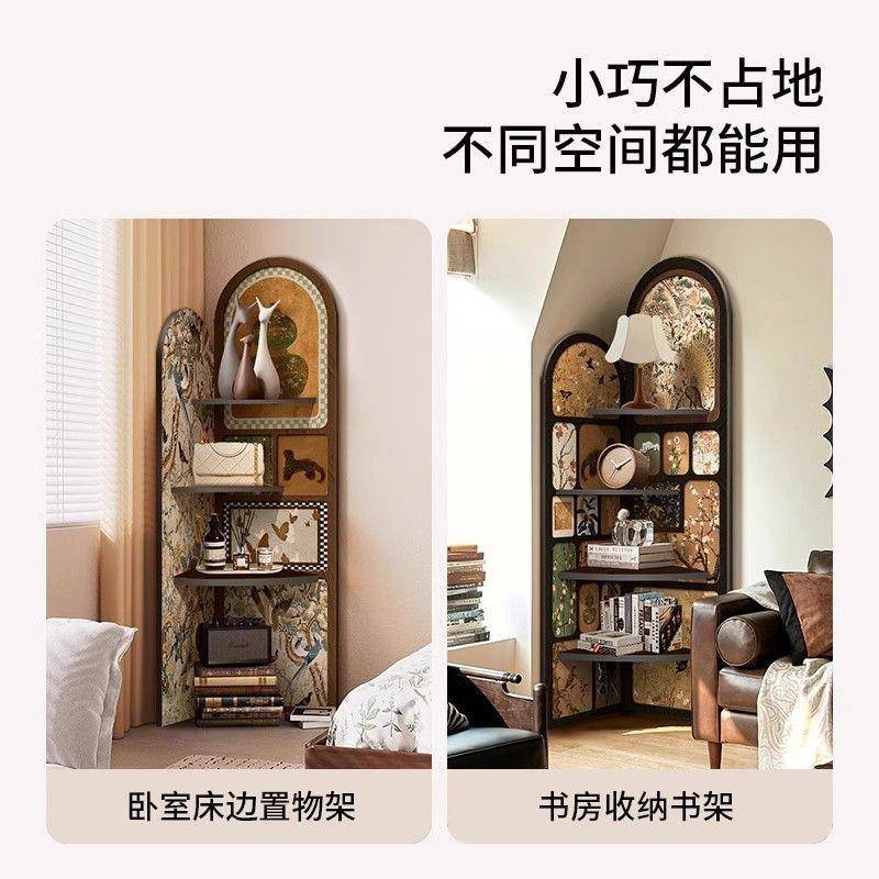 古风落摆件客电无品牌/视柜旁边转角柜中复古置厅物架多层收纳柜