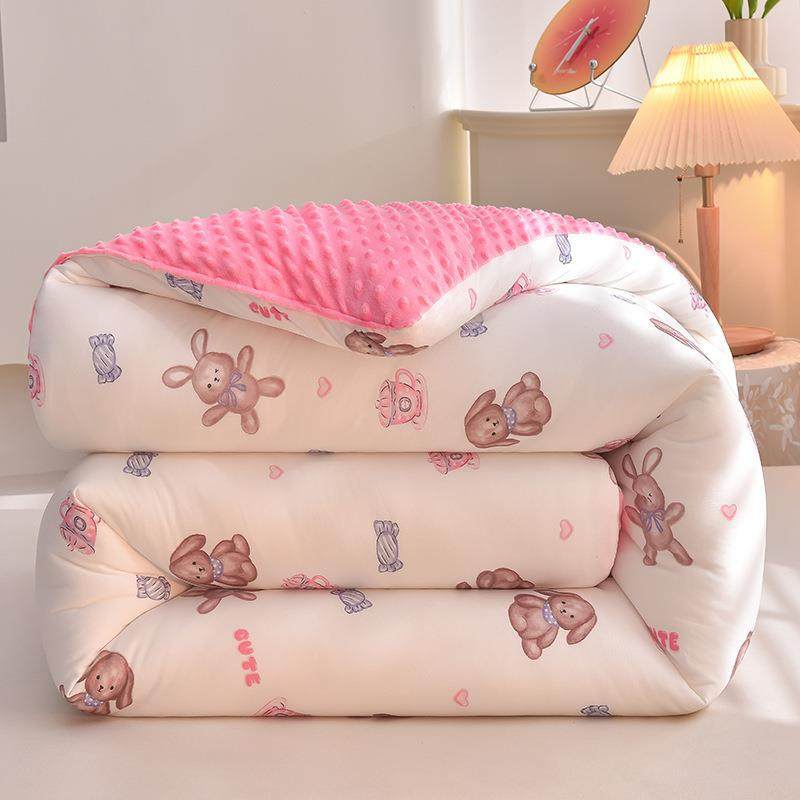 绒宜被坊A针织棉豆豆绒被ODK子大豆纤类维冬双面春秋冬芯单双家被