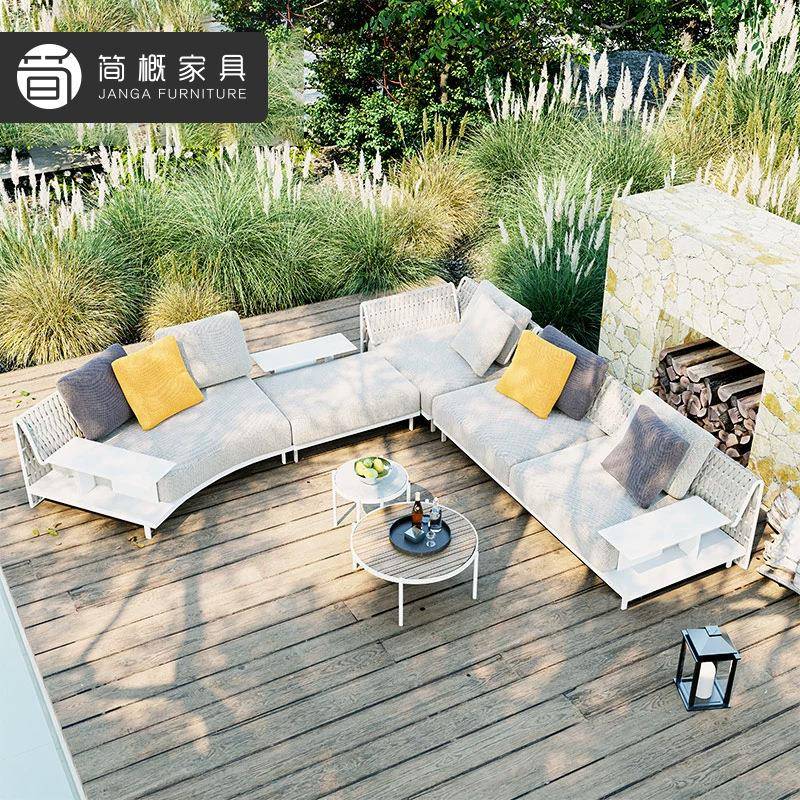 户外别墅院弧形发露台花园编740家具组合庭防水防晒酒藤店沙民宿