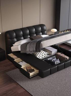 轻皮床现代简约网红泡芙床18米奢主卧双人储物床1.XSH5米软.包婚