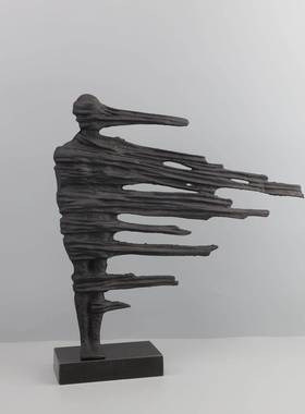 新中式创意抽象黑色人厅物雕0535塑居摆件铸铁别墅书房客家装饰品