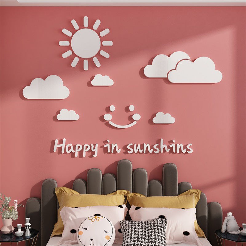 网红儿童房间云朵贴纸布置墙面装饰品女孩公主卧室床头背景遮丑壁