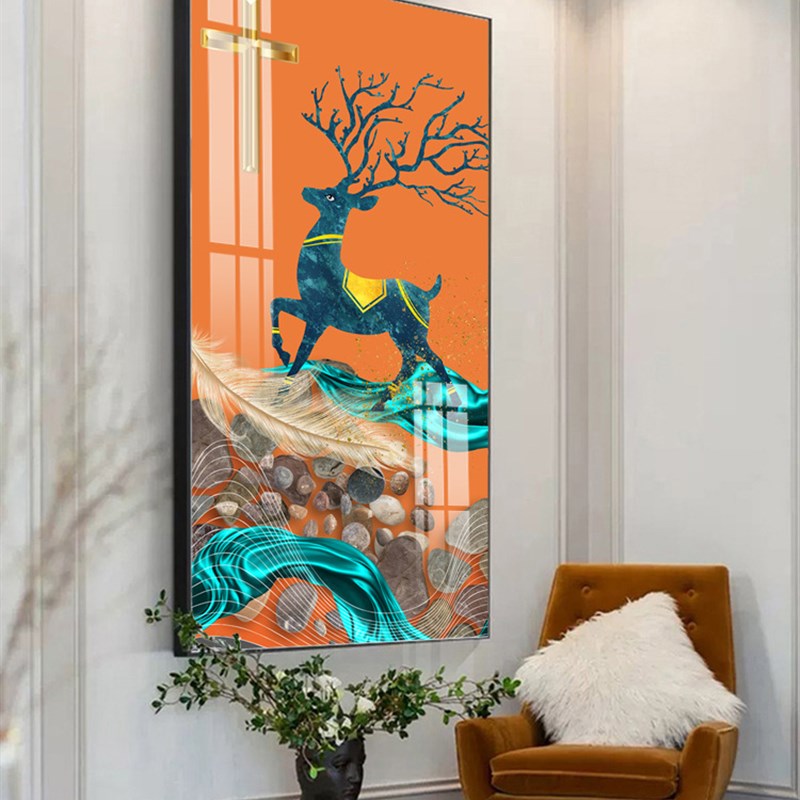 十字架玄关挂画晶瓷画玻璃装饰画铝合金框画金属框晶瓷画