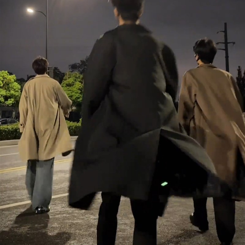 式秋冬男士中长毛外衣韩式过膝风衣高个儿情侣外衣