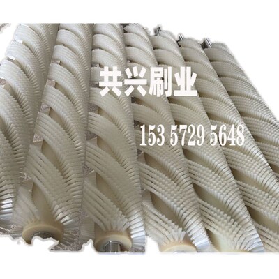 工业机械抛光打蜡带轴马鬃毛刷辊定制V字型辊刷 螺旋型布料清扫刷