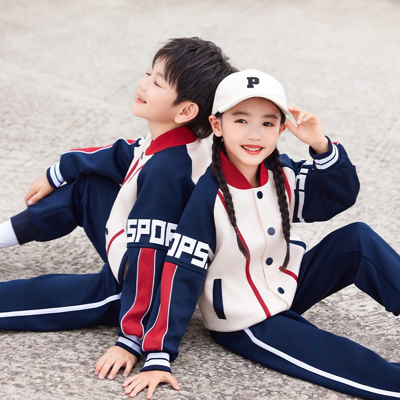 幼儿园园服春秋冬装枣红棒球运动三件套装小学生校服英伦儿童班服