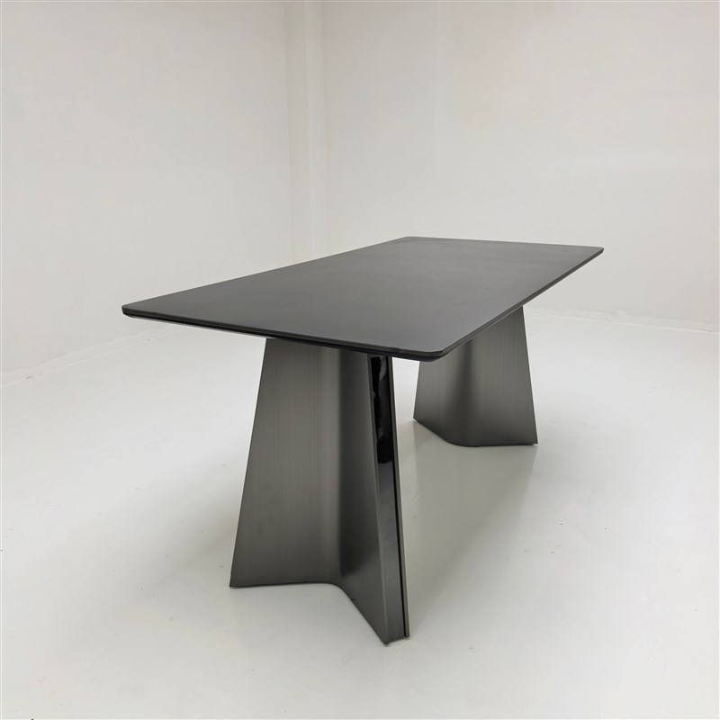 不锈钢小户型意式极简德利丰岩板餐桌椅组合家用现代长方形饭桌