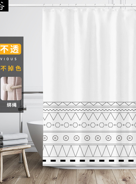 加厚浴帘防水浴帘简约中式浴帘套装防水防霉卫P生间厨房隔断布挂