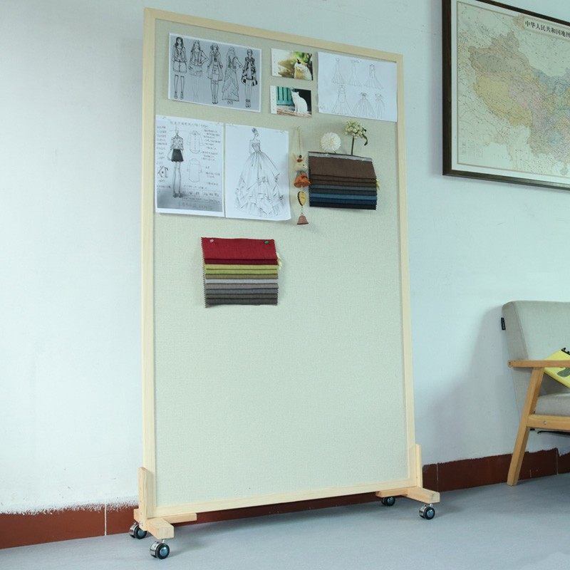 落地屏风软木板立式移动万向轮支架愿景板布告栏灵感板梦想板定制
