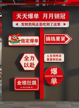 办公室墙面装饰司双十一氛v围场景布置爆单企业文化标语电商销售