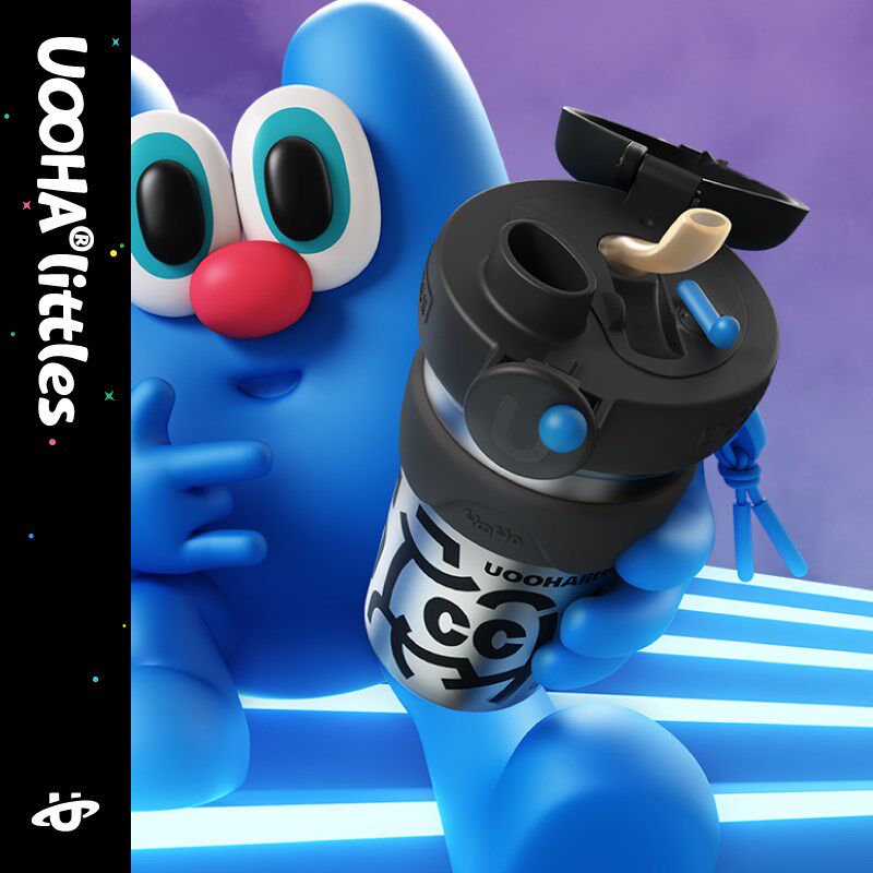 uooha一g键双饮咖啡杯便携保温杯水杯女儿童高颜值吸管保冷杯子