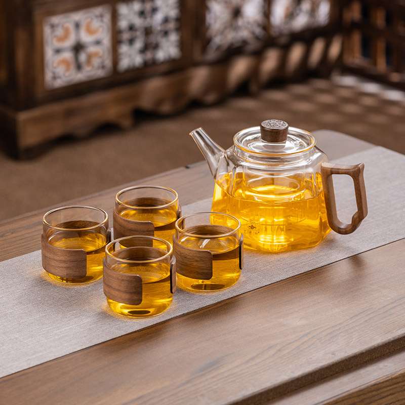 玻璃小型煮茶壶加厚耐高温家用小黑晶炉套装煮茶过滤泡茶壶器茶具