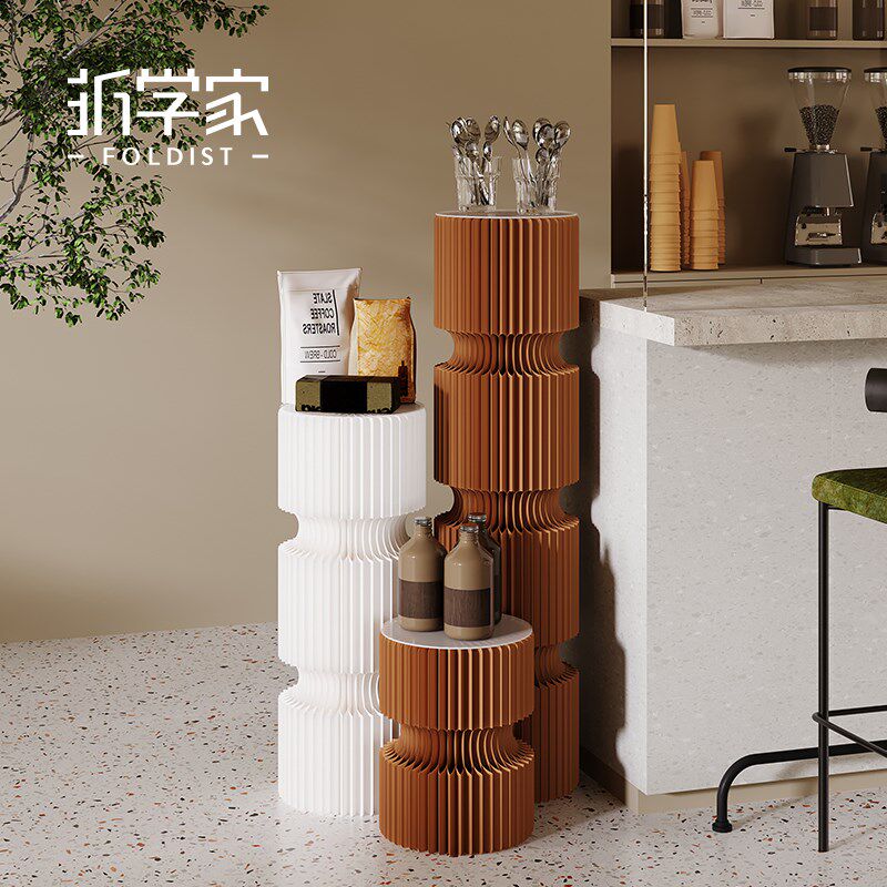 折学家半月圆柱展架展示台置物架橱窗展示架货架陈列圆形装饰台