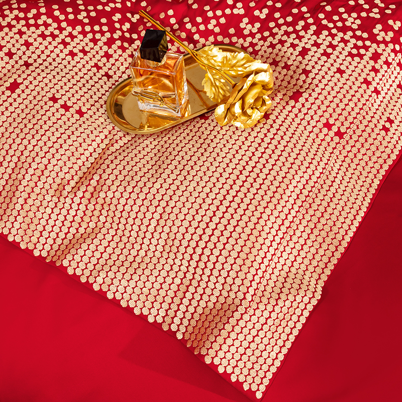 160支长绒棉精绣工艺款婚庆四件套89/10刺绣纯棉被套床上用品床单