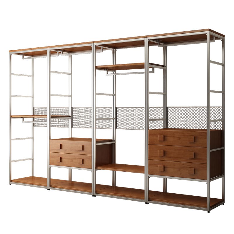 纯实木衣柜新款2024爆款卧室家用衣橱金属铁艺钢架结构定制衣帽间