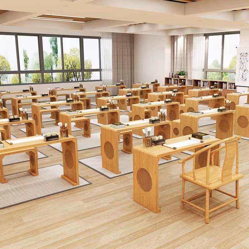 书法桌子培训班专用课桌椅新国QQR学桌中古书画茶艺桌围棋仿桌式