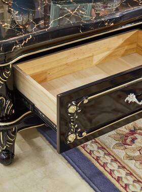 欧式角实木方几黑色客厅配檀套沙发几大8理石面0cm方带抽屉99435