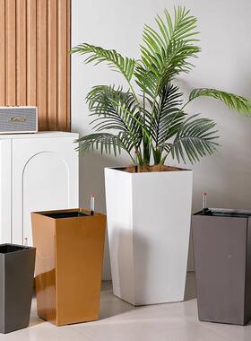 北漆欧风可蓄形水方室外客厅4075烤盆自浇灌吸水懒人树动脂花盆高