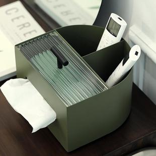 墨绿色多功能纸巾盒HM2211纳ins风客红厅遥控器收盒网高档轻奢抽