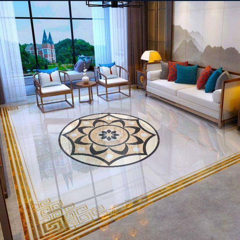 客关厅地板地面圆形拼花瓷自AIS砖贴纸户玄装饰地贴防水防耐滑磨