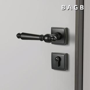 BGB磁吸门锁房门卧室锁A具内静音法美式 306H用黑把手 室实木家A9