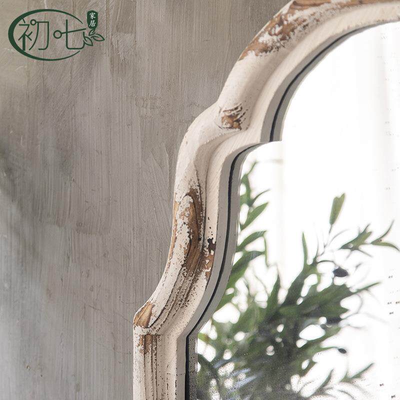 装店复古做旧333落地镜镜l家oft卧室试服衣镜实木全身民宿具装饰