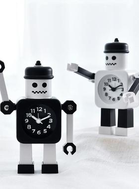 时床头卧室座钟生静专用儿童钟个性邮差机器人闹2774钟台钟音学石