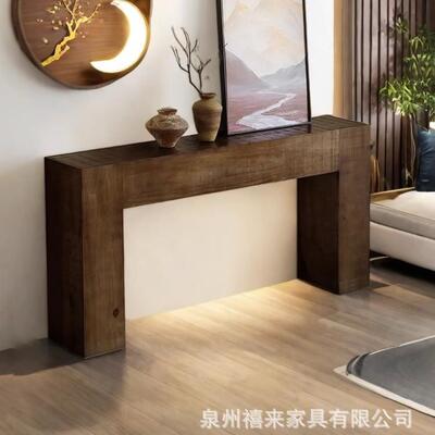 XVN中古风玄关实台木进户发民宿客厅饰窄款边柜侘寂装复古沙靠墙