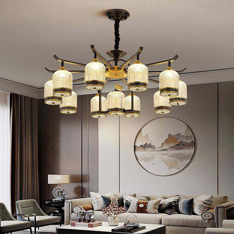 新款WAL7947新中式吊笼灯中国风奢厅灯创意大气饭厅灯华鸟茶室客,家装灯饰光源,智能吊灯,淘宝优惠券,粉丝福利购,淘宝优惠卷