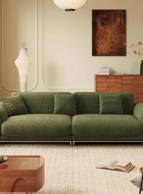 法式复雪尼18322尔墨绿色三多人沙发新款中古奶小油风古户型直排