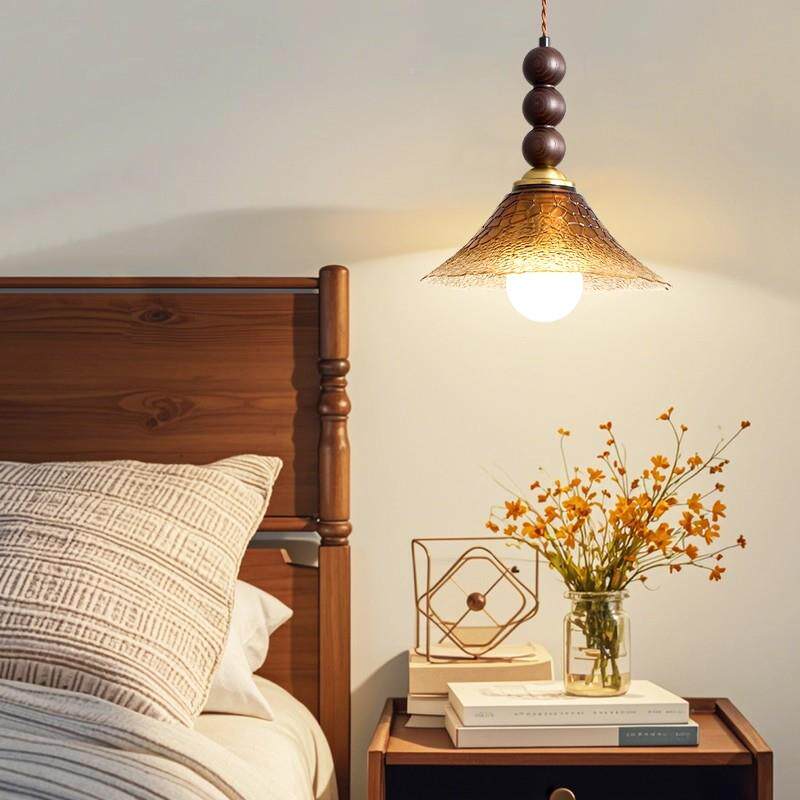 中古风卧室床头小吊灯吊美式复古玻璃罩灯道玄关790厅餐吧台过吊