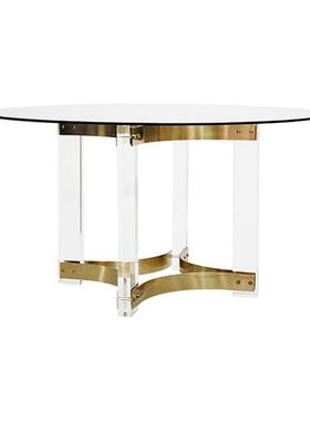 现/代装简约高档压克力不锈钢餐桌55526/软定制/别墅/店样酒板房