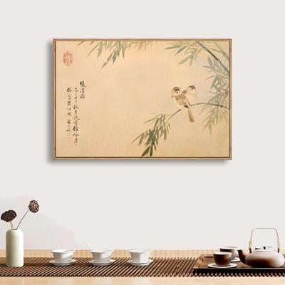 恽寿平双清图新中卧CKU式鸟客厅装饰画室床花头书房玄酒关店壁画